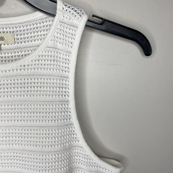 MADEWELL Cutaway Tank Women Small Crochet Knit Sleeveless Top Ivory NR243 - Picture 4 of 10